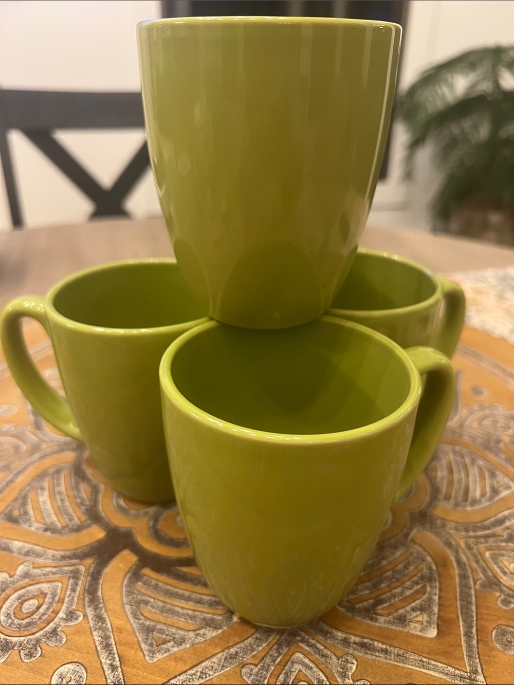 Corelle Coordinates Green Ceramic Coffee Mugs 10oz. Set of 4